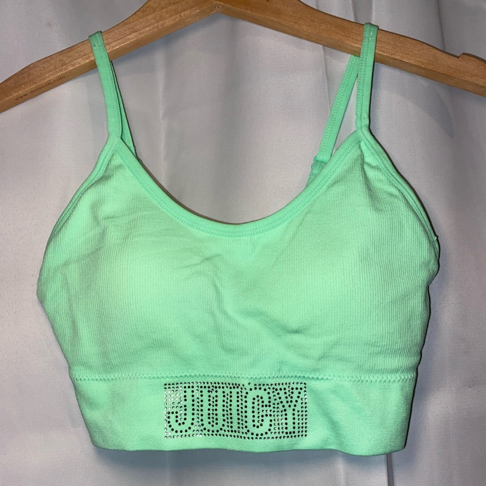 Juicy Couture Rhinestone Sports Bra Y2K 90s Athleisure Designer Bling Small